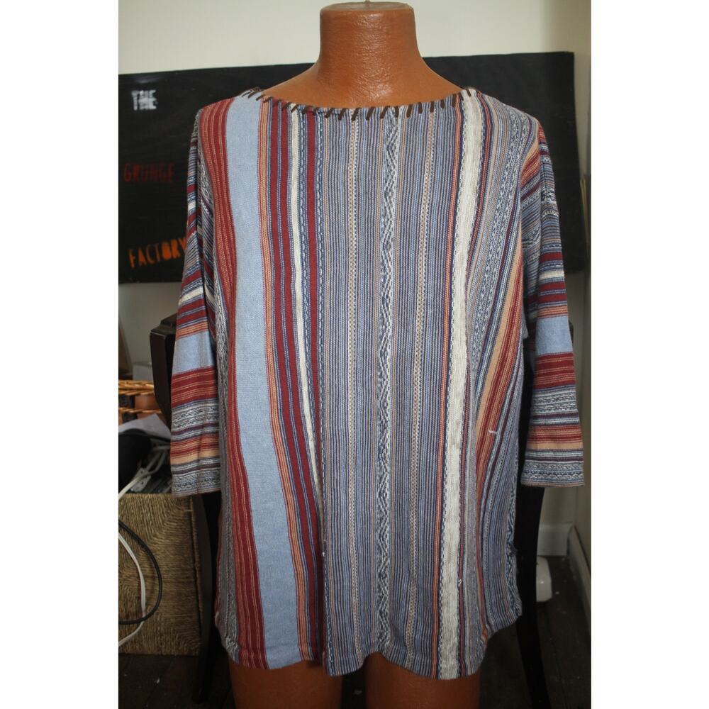 Vintage Chaps Southwestern Stripe Knit Pullover Shirt —Hippie Style Unisex L/XL